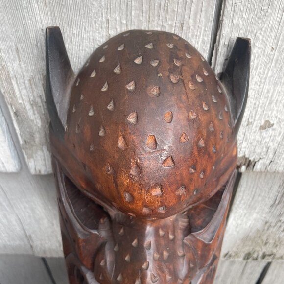 Japanese Carved Wooden Demon Hanging Mask Wall Sculpture Alii Woods Honolulu - Picture 4 of 6